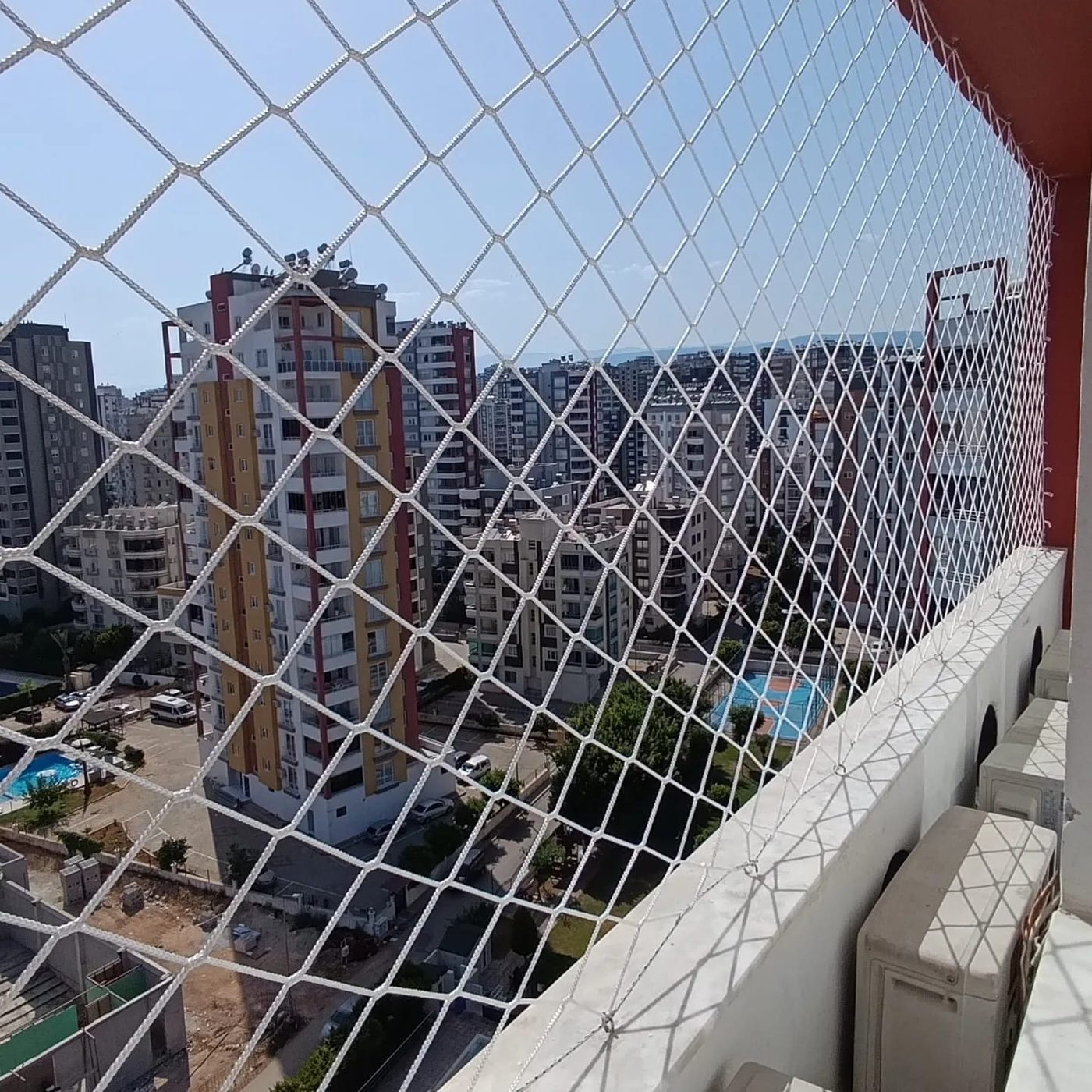 Manzarayı kapatmayan şeffaf kedi ve kuş filesi